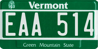 VT license plate EAA514