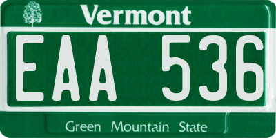 VT license plate EAA536