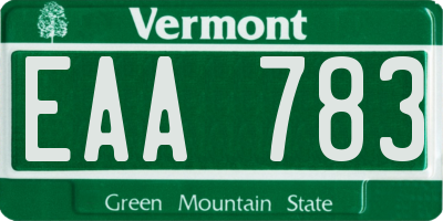 VT license plate EAA783