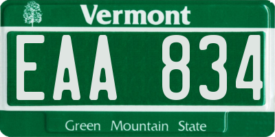 VT license plate EAA834