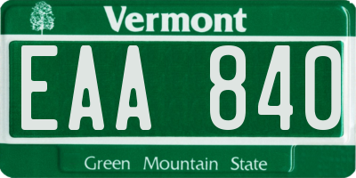 VT license plate EAA840