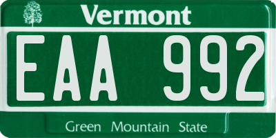 VT license plate EAA992