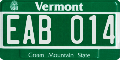 VT license plate EAB014