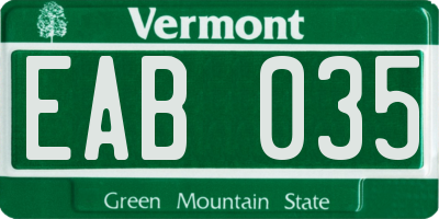 VT license plate EAB035