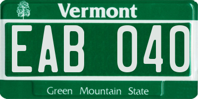 VT license plate EAB040