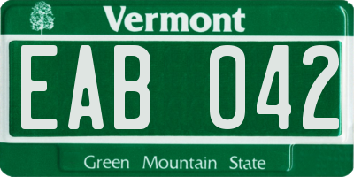 VT license plate EAB042