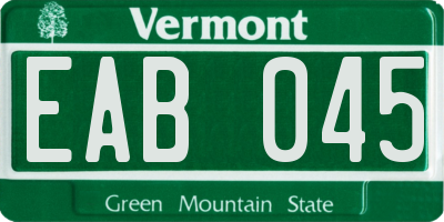 VT license plate EAB045