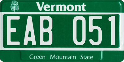 VT license plate EAB051
