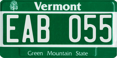 VT license plate EAB055