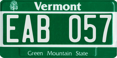 VT license plate EAB057