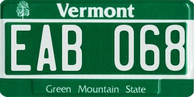 VT license plate EAB068