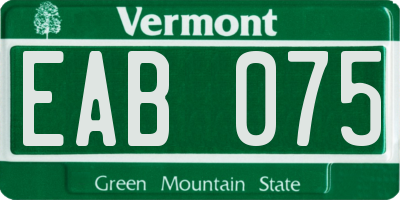 VT license plate EAB075