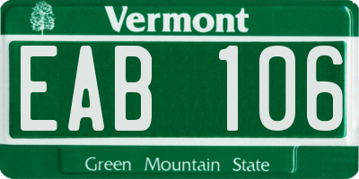 VT license plate EAB106