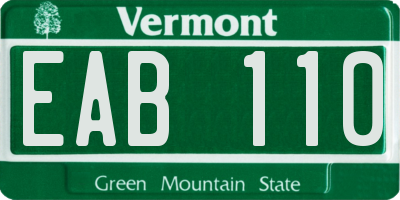 VT license plate EAB110