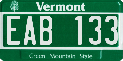 VT license plate EAB133