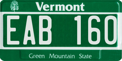 VT license plate EAB160