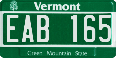 VT license plate EAB165