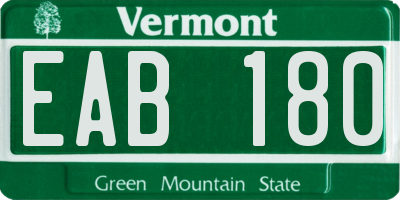 VT license plate EAB180