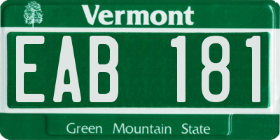 VT license plate EAB181