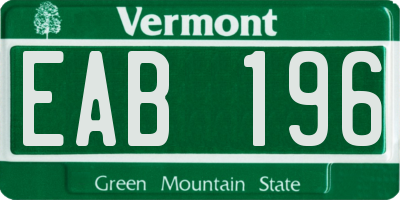 VT license plate EAB196