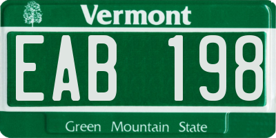 VT license plate EAB198