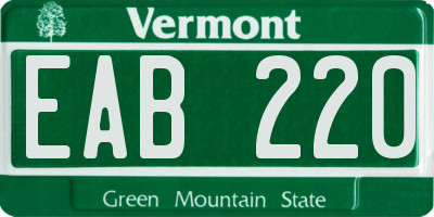 VT license plate EAB220