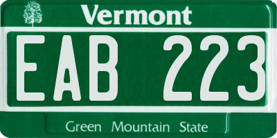 VT license plate EAB223