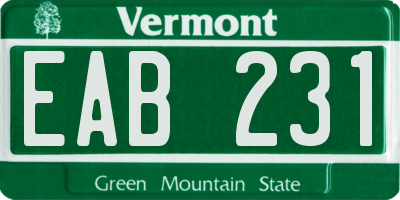 VT license plate EAB231