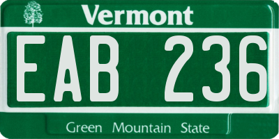 VT license plate EAB236