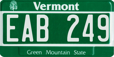 VT license plate EAB249