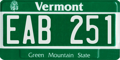 VT license plate EAB251