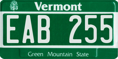 VT license plate EAB255