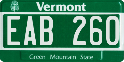 VT license plate EAB260