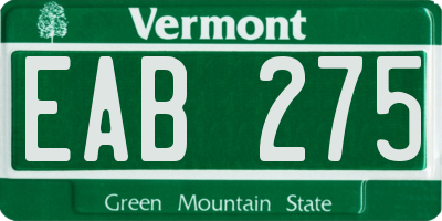 VT license plate EAB275