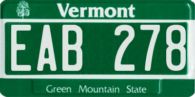 VT license plate EAB278