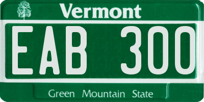 VT license plate EAB300