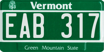 VT license plate EAB317