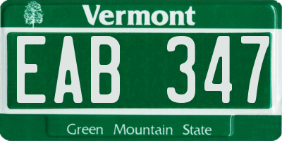 VT license plate EAB347