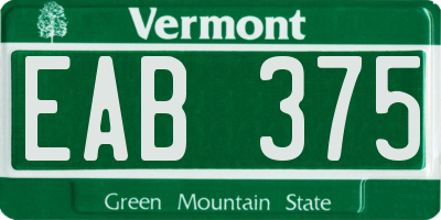 VT license plate EAB375