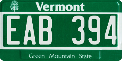 VT license plate EAB394