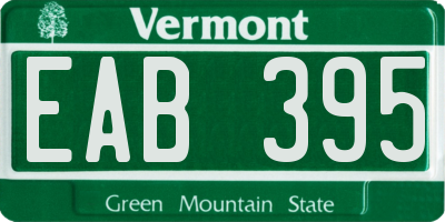 VT license plate EAB395