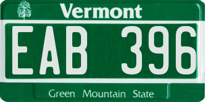 VT license plate EAB396