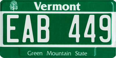 VT license plate EAB449