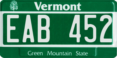VT license plate EAB452