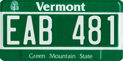 VT license plate EAB481