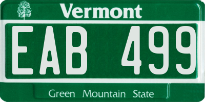 VT license plate EAB499