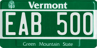 VT license plate EAB500
