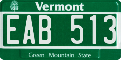 VT license plate EAB513