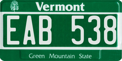 VT license plate EAB538