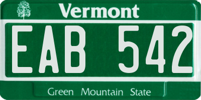 VT license plate EAB542
